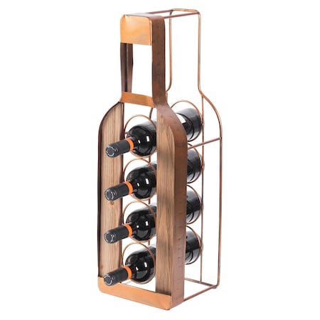 Vintiquewise Vintage Decorative Metal Bottle Shaped Freestanding 4 Wine Bottle Holder QI003565